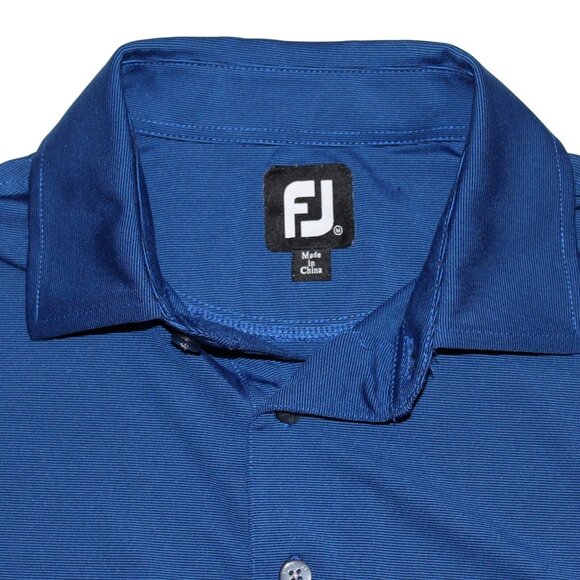 Footjoy FJ Medium 3 Button Collar Polo Golf Shirt Blue Short Sleeve Collared - Picture 7 of 9